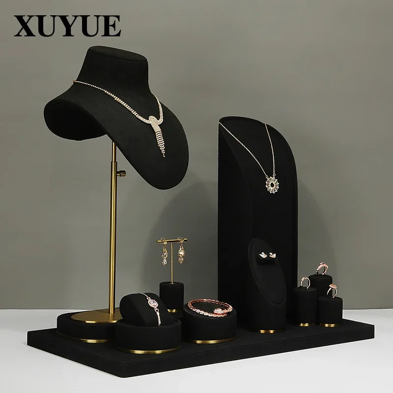 

Высококачественные оконные аксессуары, реквизит, черное ожерелье из ультраволокна, полка для демонстрации ювелирных изделий вживую