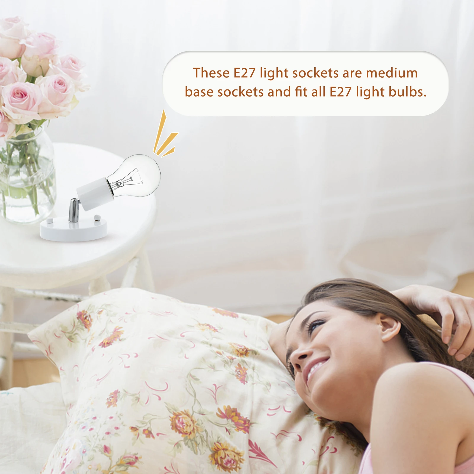 

E27 Retro Light Holder 180 Degree Adjustable Screw Lamp Socket for Reading Bedside Room Rotatable Bulb Holder Bulb Socket