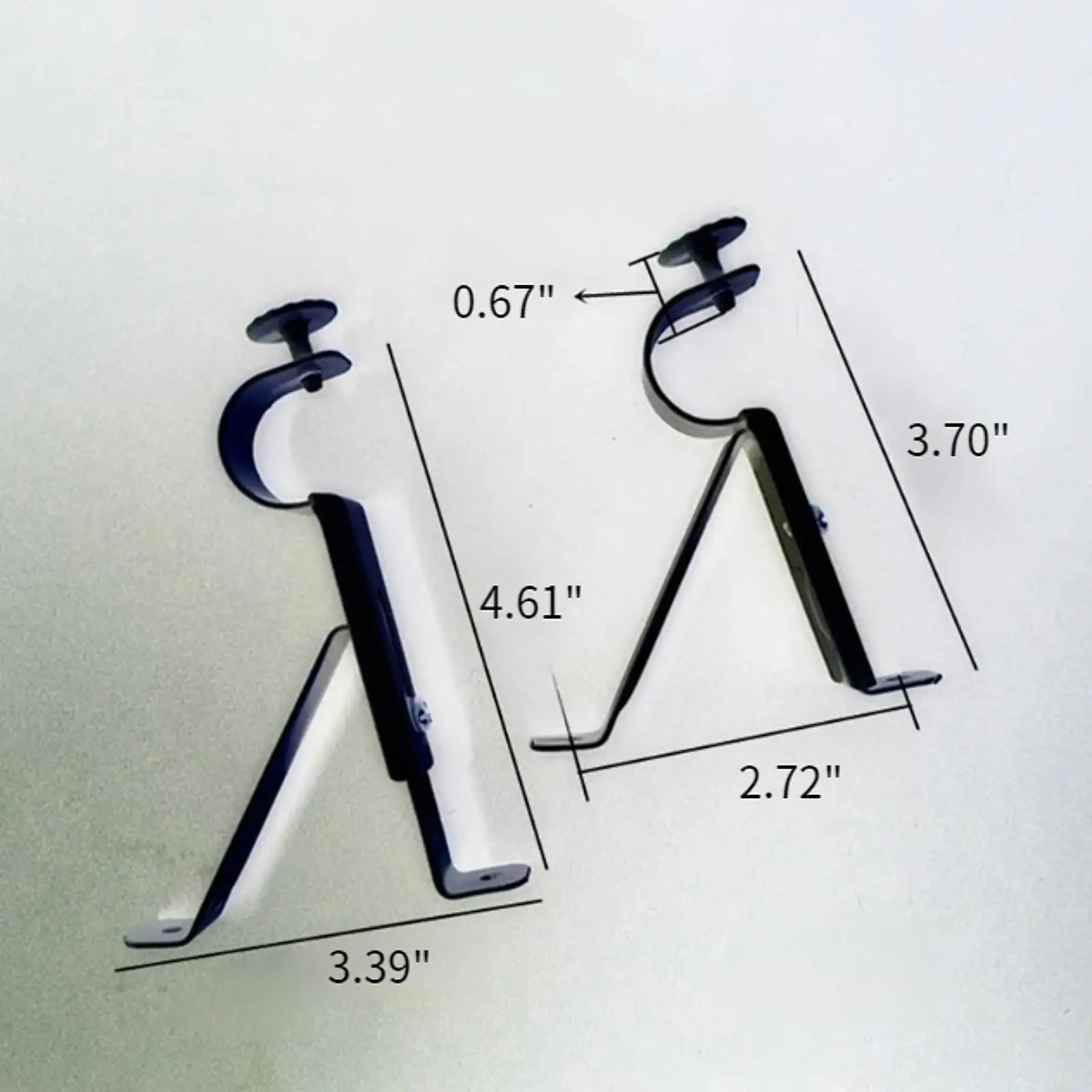 2 Pieces Curtain Rod Brackets Adjustable Portable Metal Single Rod Bracket Curtain Rod Hook for 1inch to 1.1inch Rod