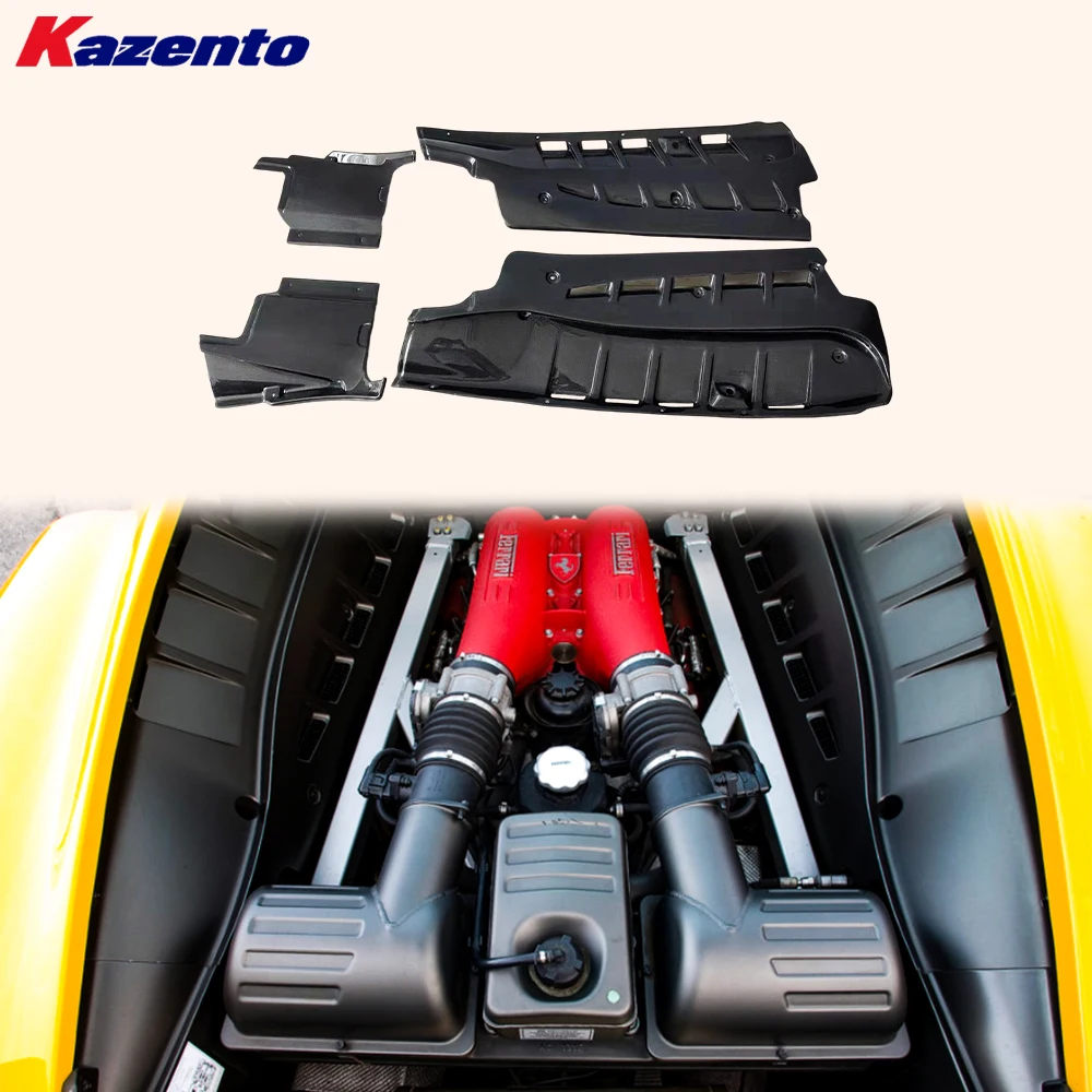 

For Ferrari F430 430 2005-2009 Plain Carbon OE Style Engine Side Bay Panel Cover 4pc