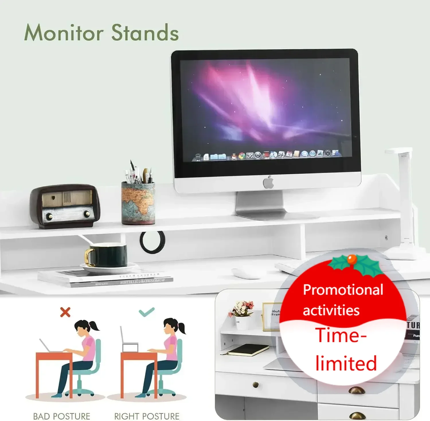 

Hot salesWhite Desk with Drawers, 47 Inch Home Office Computer Desk with File Drawers Student , Small Desk with Drawer for Bedro