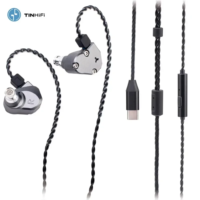 TINHIFI C2 2025 in Ear Monitor Earphone 10MM PU+LCP Drive HiFi Wired IEM Detachable 2Pin HD Microphone 3.5mm/Type-C Cable Music