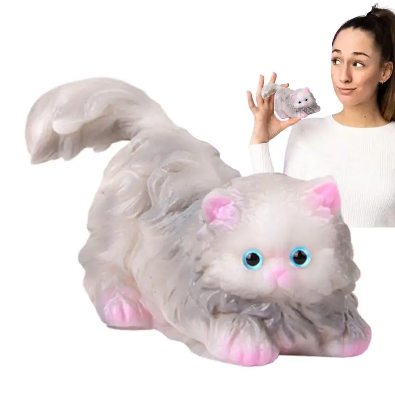 Cat Doll Squeeze Toy Anti Stress Cat Soft Squeeze Animal Toys Soft Cat Fidget Toys Kids Novelty Fidget Hand Squeeze Toys For All