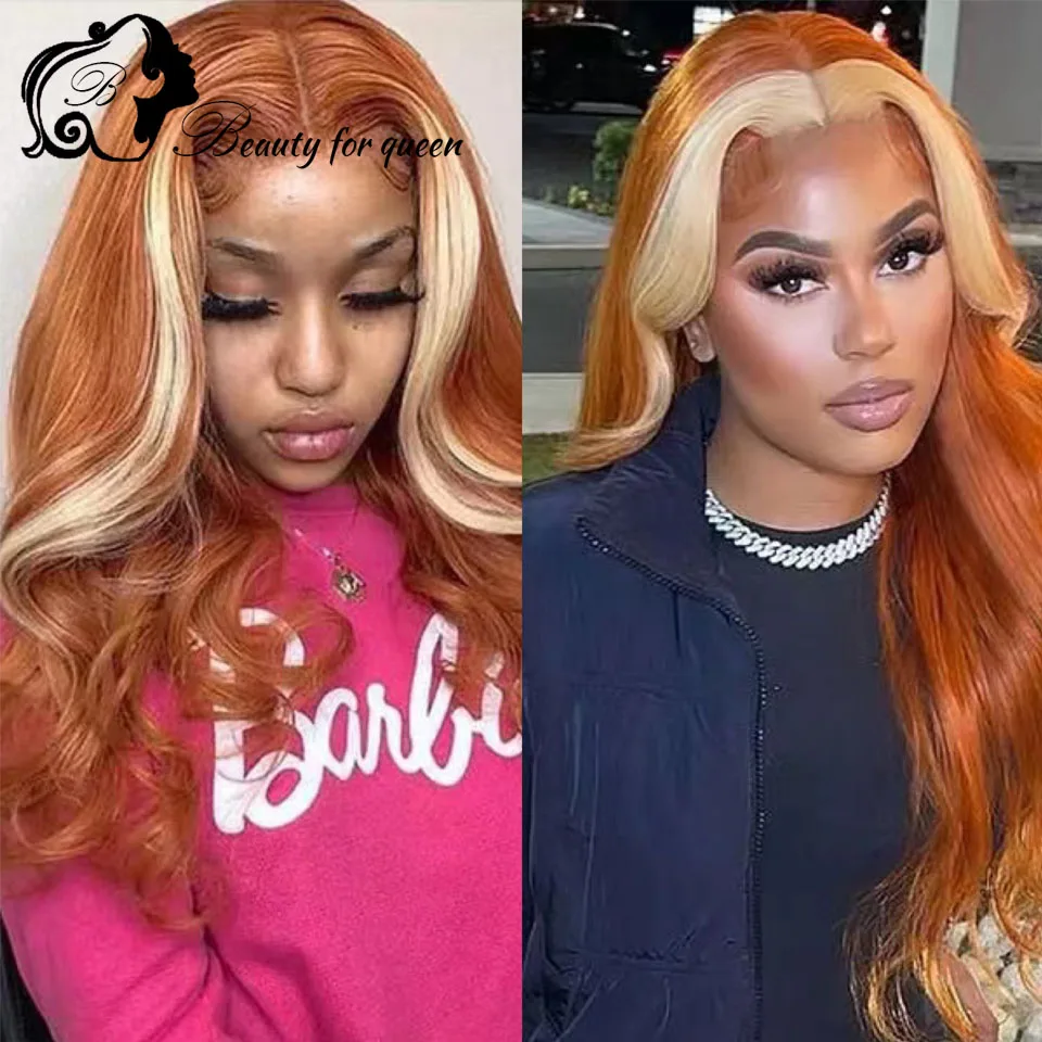 

Прозрачные 13x4 кружевные фронтальные парики, рыжий 60, оранжевый, объемная волна, бразильский косплей, цветной парик из человеческих волос, высокое качество для женщин