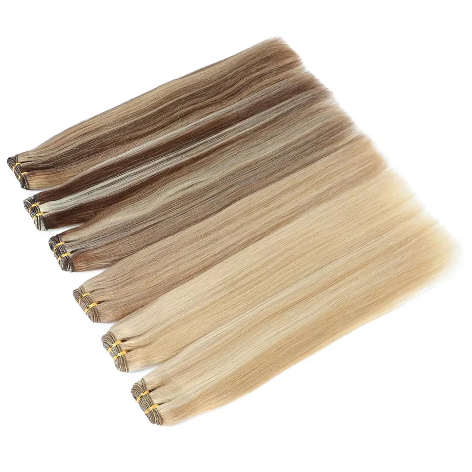 Human Hair Weft European Remy Human Hair Bundles Sew In Hair Weaves Unprocessed Human Hair Bundles Highlight Color Weave Hair