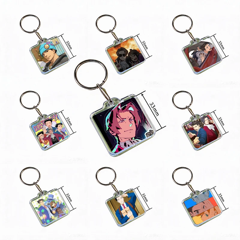 Anime Phoenix Wright Ace Attorney Trilogy Keychain Handmade Hangings Clothes Backpack Decoration Accessories Gifts with Friends