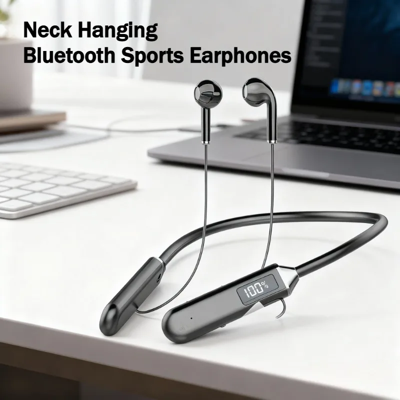 Neck Hanging Bluetooth Earphones Wireless 5.3 Stereo Sound Quality Long Standby Gaming Headphone Sports Noise Reduction Headsets