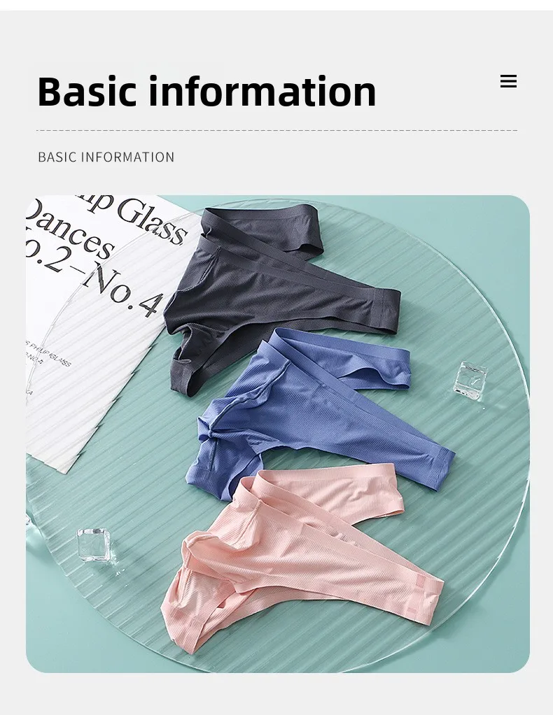 Calzoncillos de hombre de cintura baja, sexy, de seda helada, sin costuras, ligeros y transpirables para verano, con diseño de triángulo pequeño.