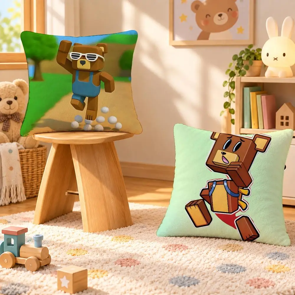 Game Super Bear Platform Cute Cushion Cover Personalized Soft Plush Pillow Living Room Home Sofa Bedroom Office Car Cushion
