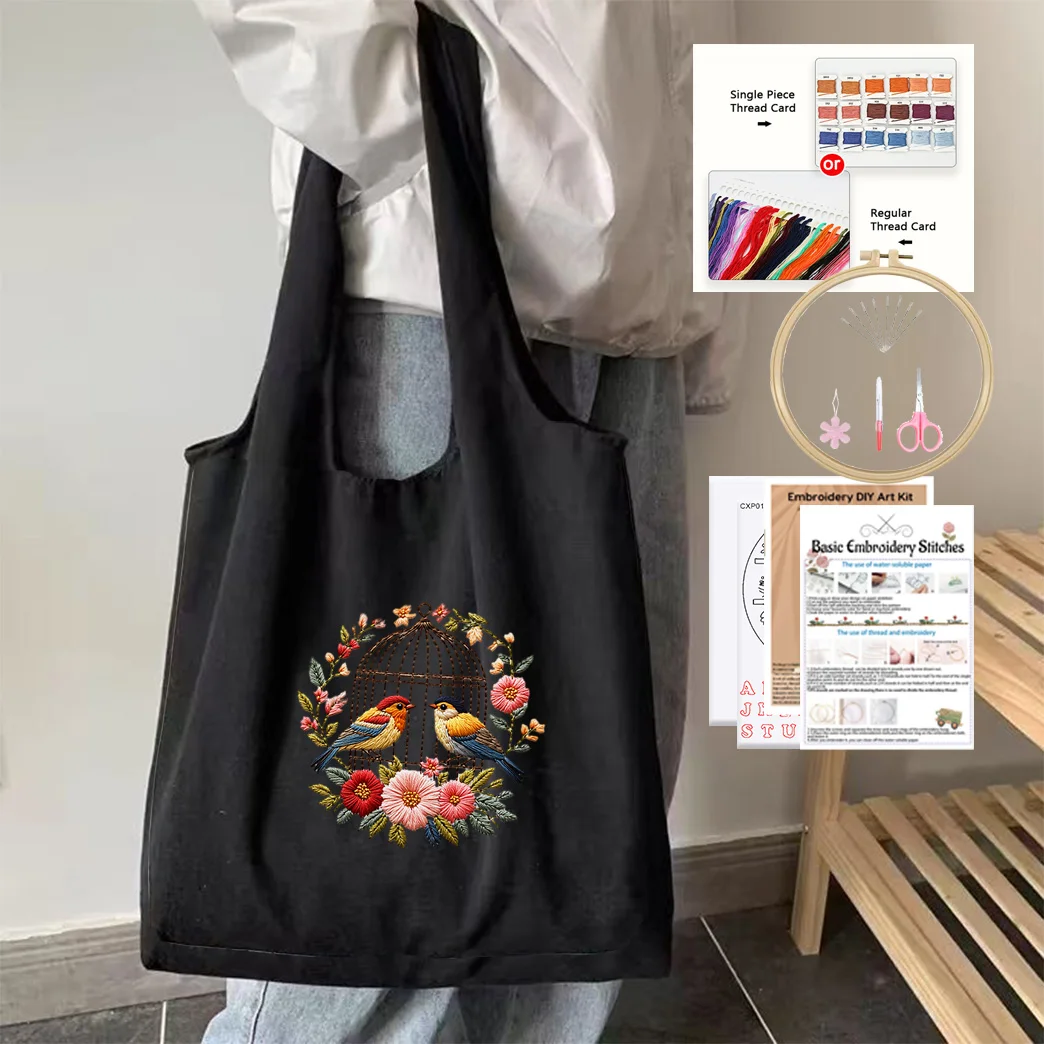 ThreadLux Embroidery DIY Bag DIY Easy-to-Follow Holiday Gift Family Decorative Cross-Stitching Set