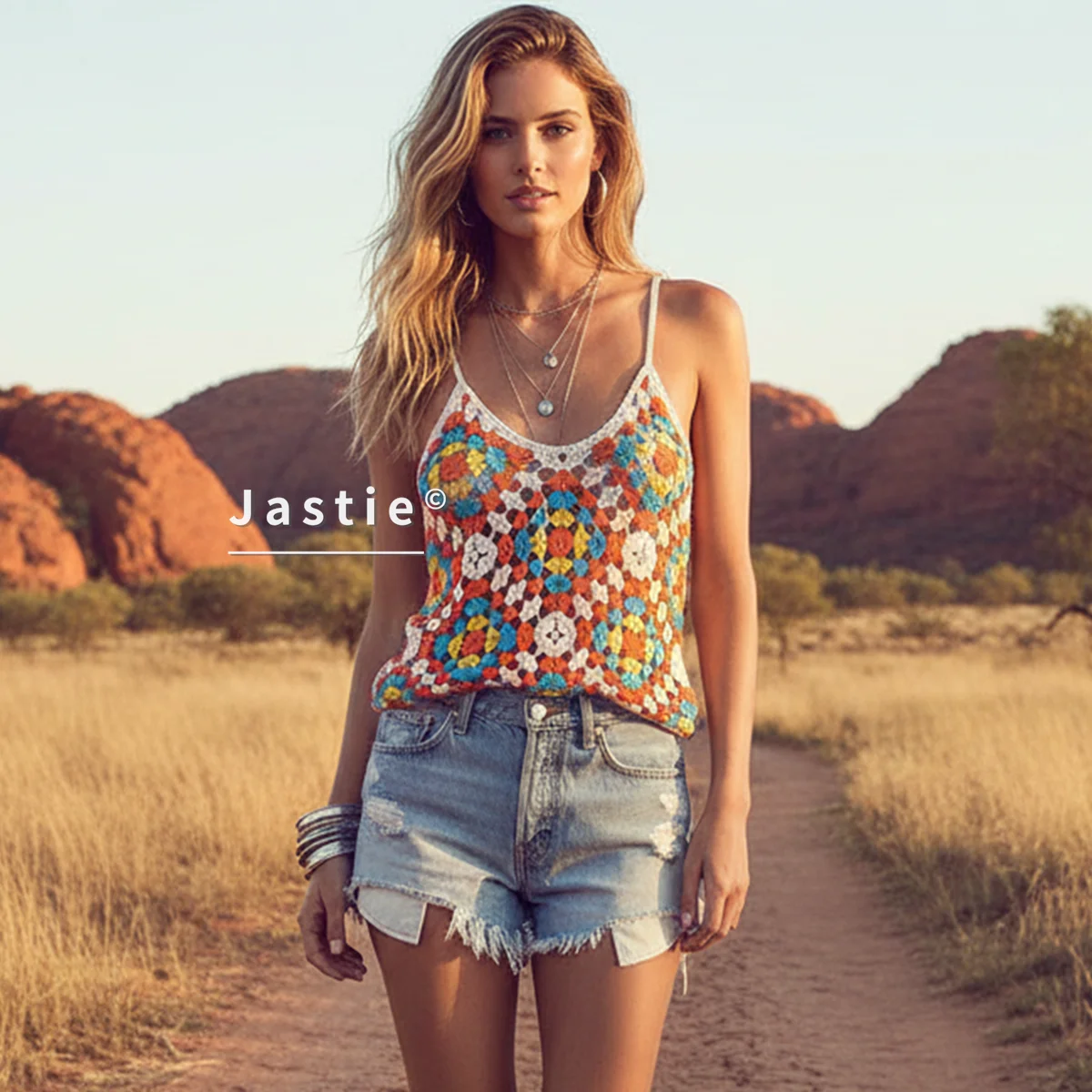 

Colorful Hollow Out Crochet Lace Grandma Plaid Vest V-Neck Straps Sexy Vests Tank Tops Summer Camisole Beach Bikini Cover Up Top