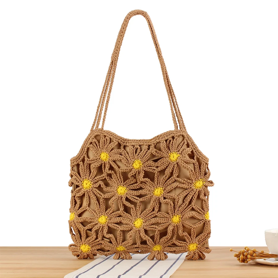 

Летние хлопчатобумажные сумки ручной работы в богемном стиле, женская сумка с цветочным принтом для пляжного отдыха, повседневные повседневные сумки-клатчи