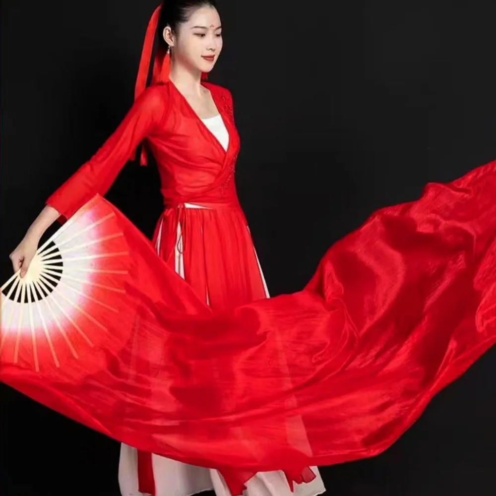 

Hot Sell Gradient Color Belly Dancing Fan Multicolors 120cm Practice Dancer Tool Square Dancing Dance Accessories