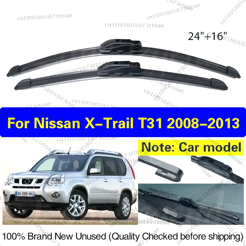 

For Nissan X-Trail T31 2008 2009 2010 2011 2012 2013 Front Wiper Blades Rubber Windshield Windscreen Window Rain Brushes 24"+16"