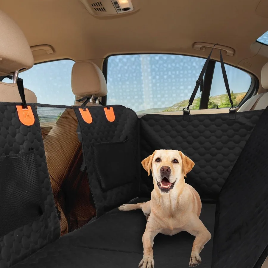 

Dog Car Back Seat Cover With Zipper Mesh Window Storage Bags Waterproof 600D Oxford Cloth Car Seat Protector With Slide Flaps F