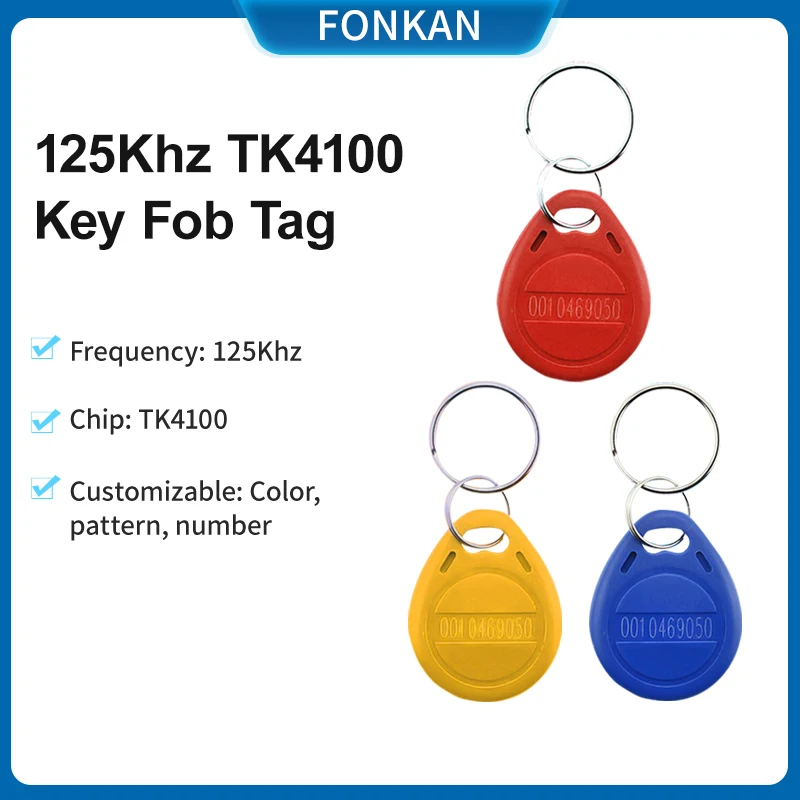 TK4100 Tags 125K ID Keyfob Ring Read Only RFID EM4100 Key Tag Chip Keychain Access Control ID Card MOQ100pcs