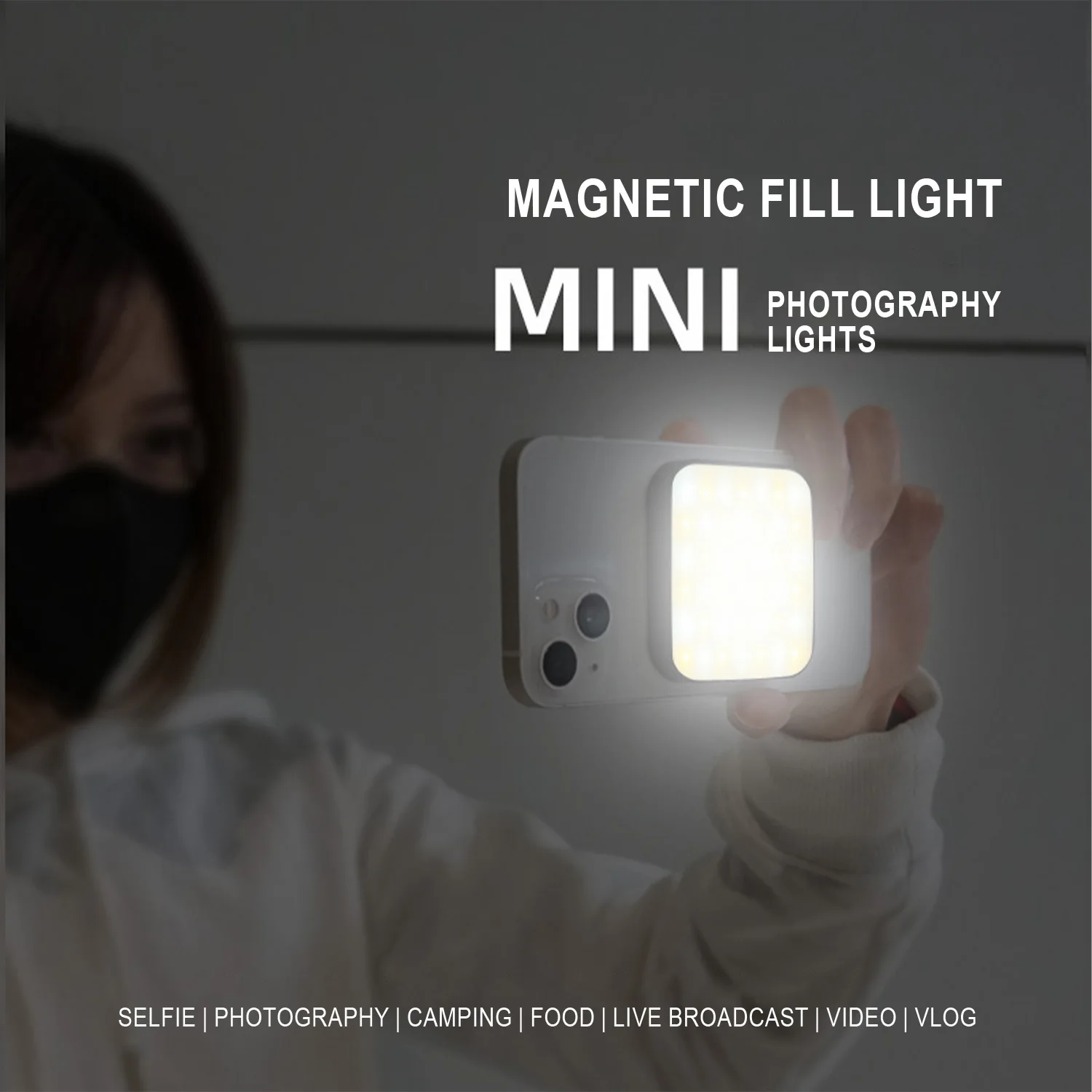 GAE-BL1 مرفق مغناطيسي للتصوير الفوتوغرافي للهاتف المحمول، والبث المباشر للكمبيوتر، وتسجيل الفيديو، ونحيف السيلفي، وإضاءة ملء LED جديدة