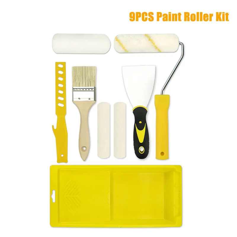 19 ชิ้น DIY ลูกกลิ้งทาสีแปรงชุดเครื่องมือแปรงทาสีผนัง Putty มีด Scraper ใบมีดผนังตกแต่งภาพวาดชุดเครื่องมือ