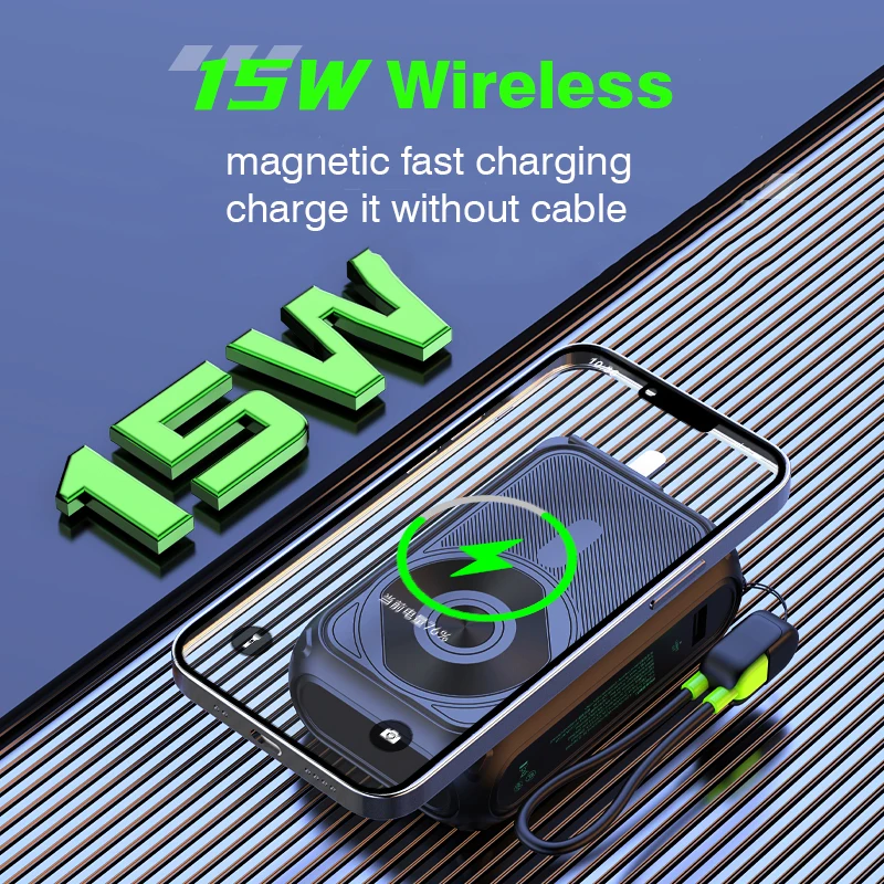 10000mAh Wireless Magnetic Power Bank For iPhone Samsung 22.5W Fast Charging Portable 20000mAh External Spare Battery AC Plug