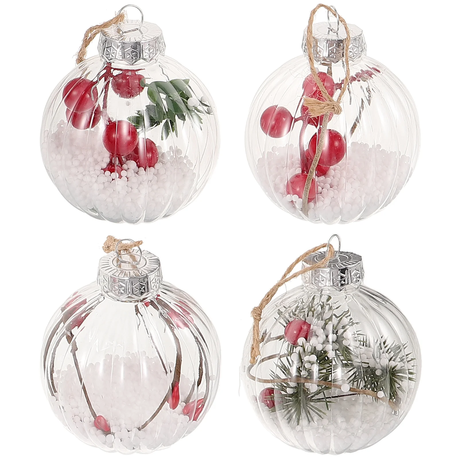 

4pcs Christmas Ball Decorations Hanging Pendants Plastic Ornament For Tree Window Wall Door Party Holiday Bright Premium
