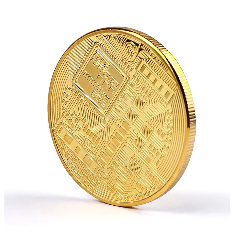 Gold Plated Bitcoin Coin Collectible Art Collection Gift Physical Commemorative coin Metal Antique Imitation