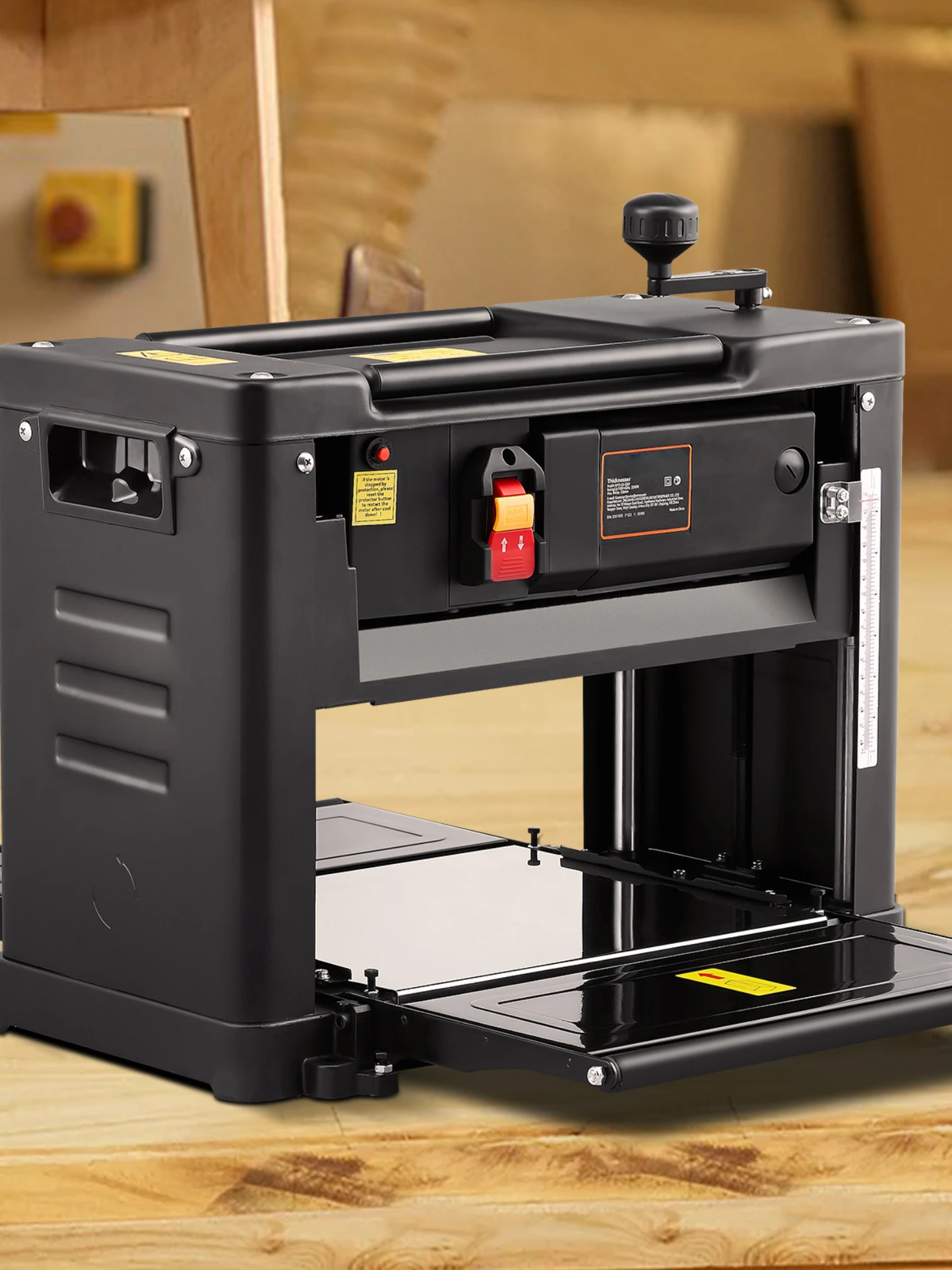 SucceBuy Dikte Schaafmachine 13 inch Tafelschaafmachine & Twee-Blade 15-Amp 1800 W Krachtige Motor Laag Geluidsniveau voor DIY Houtbewerking Schaven - afbeelding 2