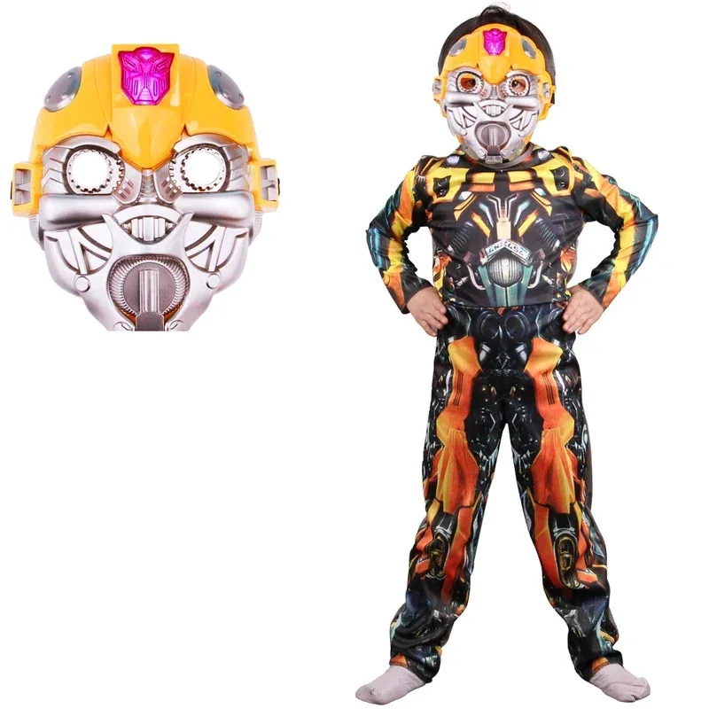 Boy Muscle Optimus Costume Prime Bumblebee Convoy Anime Cosplay Superhero Muscle Costume Children Mask Hornet Kids