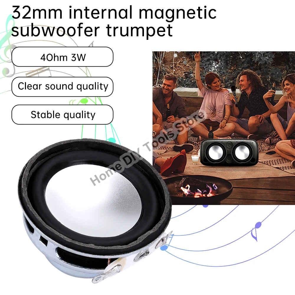 1pcs 32mm Mini Audio Speakers 4 Ohm 3W Bass Multimedia Portable Sound Speakers Audio Woofer Home TheaterLoudspeaker