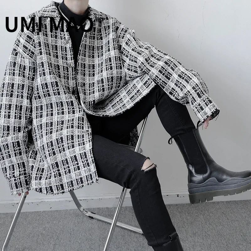 

UMI MAO Yamamoto Dark Niche Design Korean Version Small Incense Wind Loose Men's Women Tops Plaid Jacket Loose Casual Trend