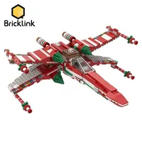 Bricklink MOC Ideas Space Wars Spaceship Wings Fighter Christmas Version 4002019 Aircraft Building Blocks Toys For Children Gift