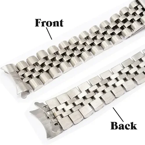 Imagen 2 del producto Correa de Metal de extremo curvado de alta calidad, 18/19/20/21mm para correas de reloj Rolex DATEJUST, accesorios de pulsera de acero inoxidable sólido para hombre