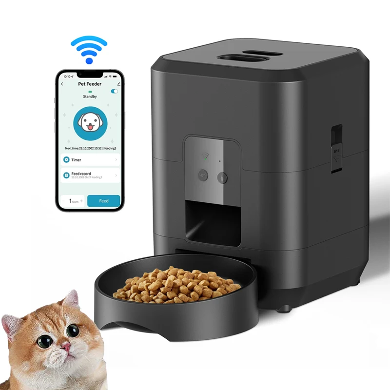 Intelligenter Haustierfutterautomat, automatischer Katzenfutterautomat, langsamer Hundefutterspender mit automatischer Zeit- und Mengenregelung, Katzen- und Hundenapf mit WLAN-Verbindung