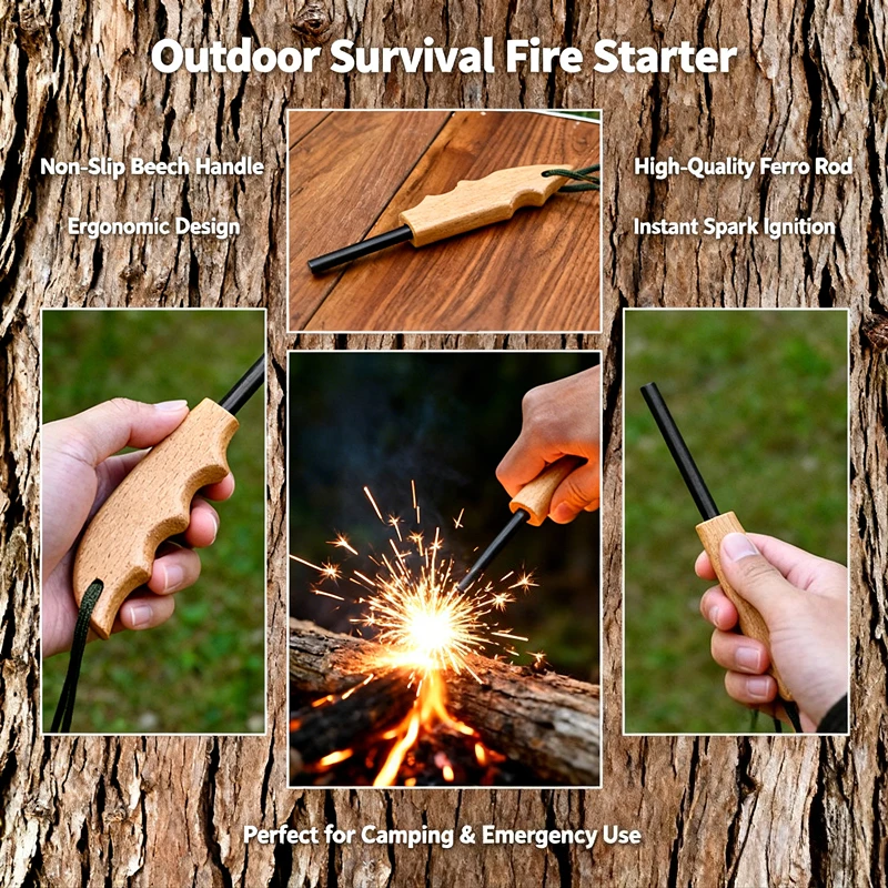 

New Weather-Sealed & Magnesium Stick - Durable Outdoor Ignition Tool, Grip for Wilderness Camping, Reliable Survival Equipment