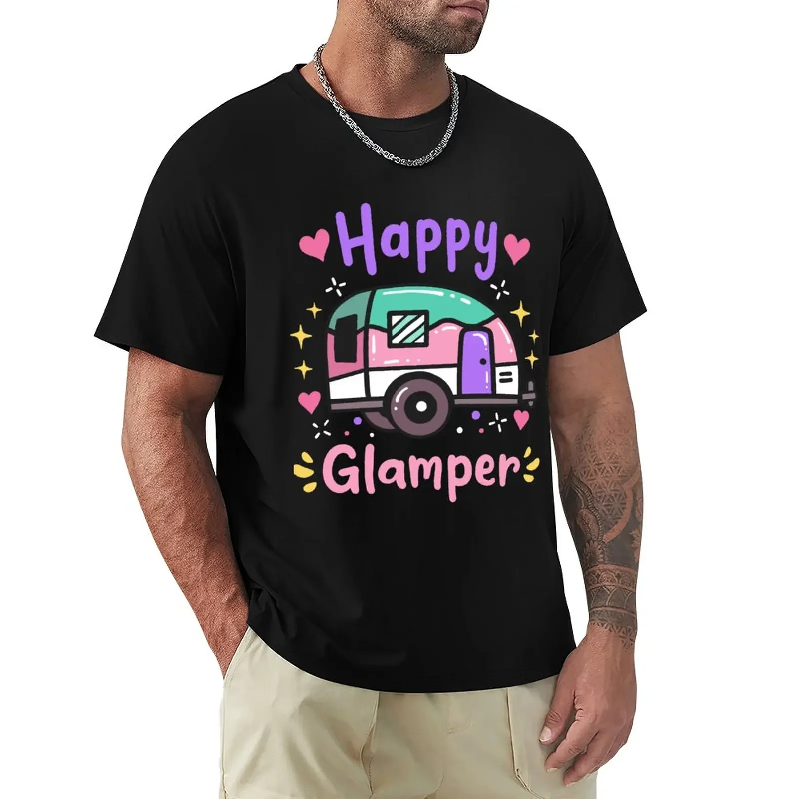 Glamper Glamping Camping Caravan T-Shirt korean fashion customs design your own Blouse oversized t shirts for men