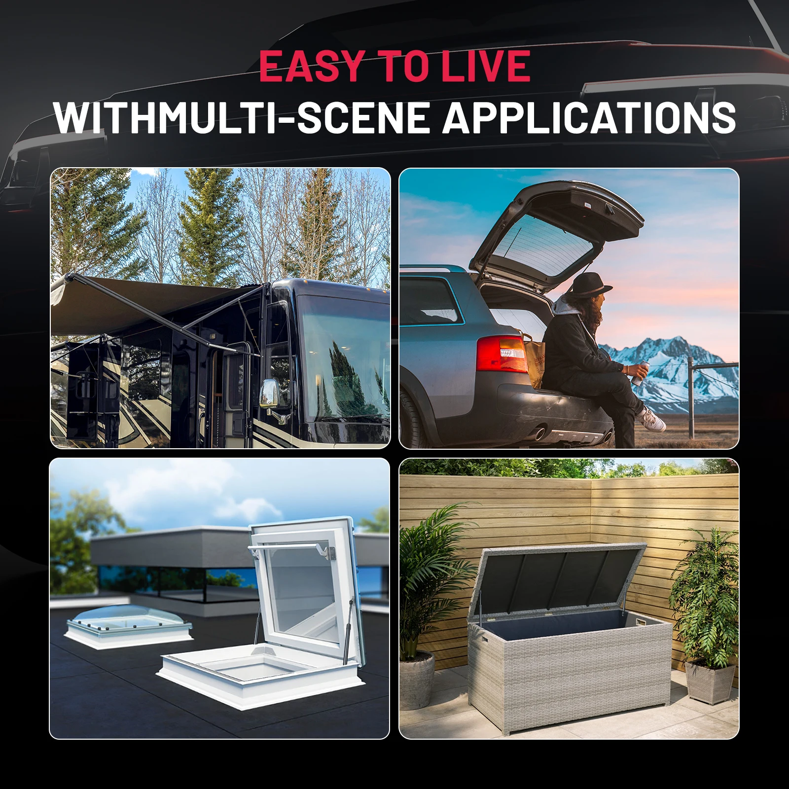 C16-21469 27 Zoll 178N Gasdruckfedern für Wohnmobilfenster/Tonneau-Abdeckung/Kellerfachtür (2er-Set)