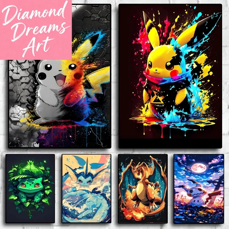 

Pokemon Pikachu 5D Diamond Painting Cross Stitch Mosaic Kits Home Decoration Wall Stickers DIY Handmade Gift