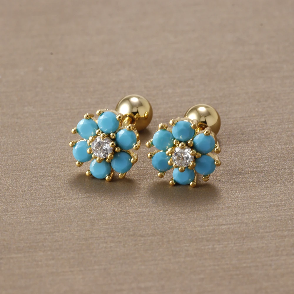 Women's Light Luxury Zircon Flower Stud Earrings