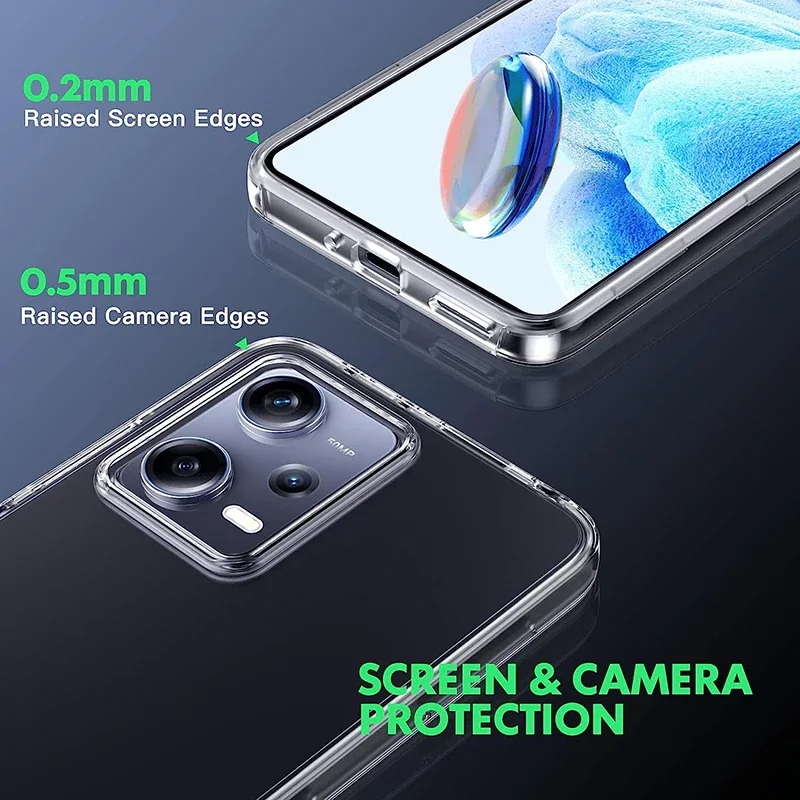 360 °   Full Cover Clear Case dla Xiaomi Redmi Note 12 11 11S 10 10S 9 9S Pro Plus 4G 5G Hybrid Silicone Hard Thin