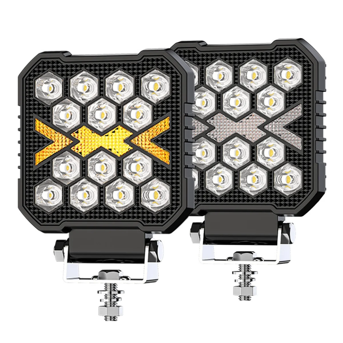 4 Inch Led Work Lights for Truck, 30W White Amber Work Light Auxiliary Offroad Driving Light for Tractor SUV ATV Boat