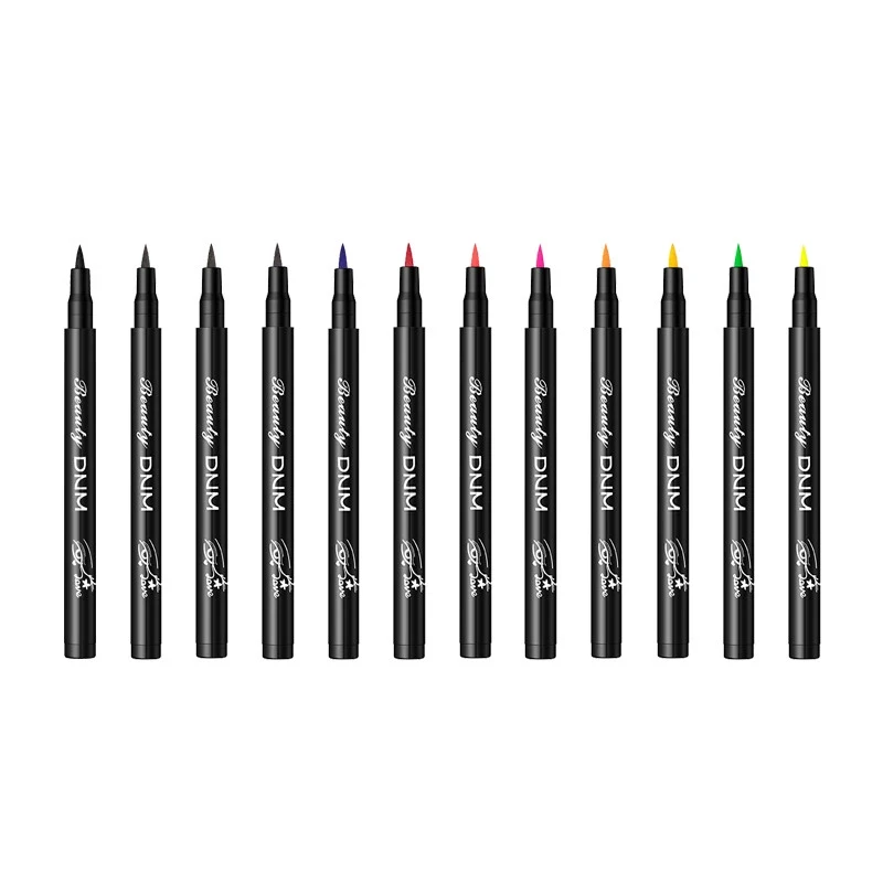 12-kleuren vloeibare eyeliner potlood waterdichte kleurrijke eyeliner pen hoogtepunt neon kleurrijke langdurige ogen make-up cosmetische