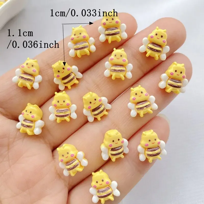 20Pcs Summer Kawaii Resin Mini cartoon flower bee Cabochon Ornament Jewelry Charms Nail Art Decoration Flatback Manicure Parts