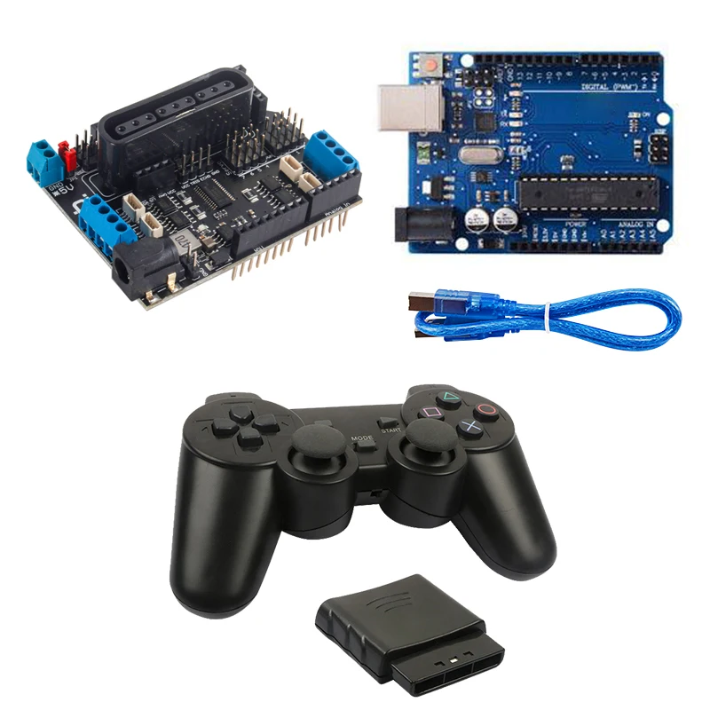 PS2 Joystick Shield Board 5–12 V mit 4 Kanälen Motoren und 8 Kanälen Servos Programmierbarer Roboter für Arduino Roboterauto Roboterarm – Detail 23