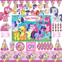 KAYOU My Little Pony Theme Birthday Party Balloon Disposable Tableware Paper Cups Plates Tablecloths Baby Shower Decorations