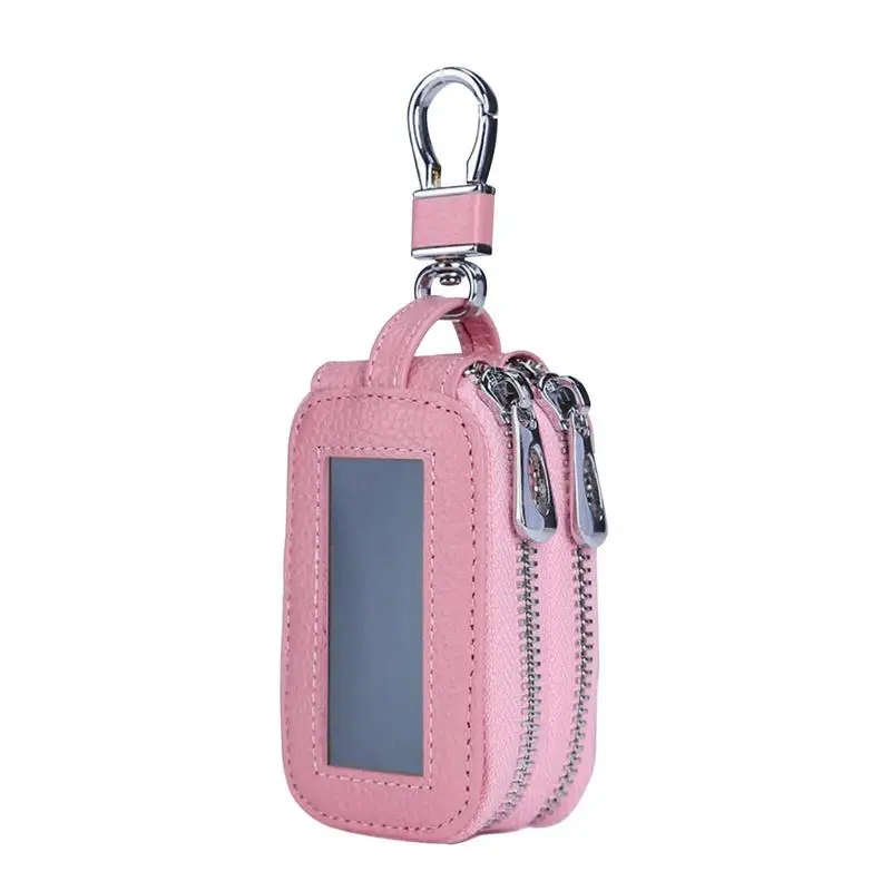 Car Key Chain Bag Car Remote Key Bag PU Leather Key Fob Protection Large Capacity Key Coin Holder Keyring For Coin Men & Women