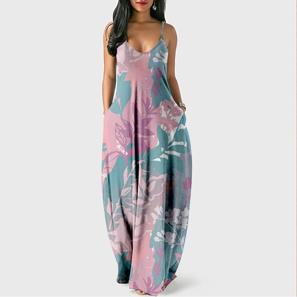 

Dress For Women Halter Neck Summer Fallen Leaves Print Sleeveless Midi Backless Party Sexy Dresses Beach Casual Streetwea
