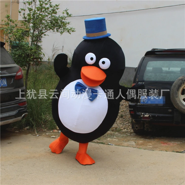 Pinguin-Maskottchen-Kostüm Halloween Cosplay Fantasie-Outfit Tier-Pinguin mit Hut Cartoon-Maskottchen-Kostüme Erwachsenengröße