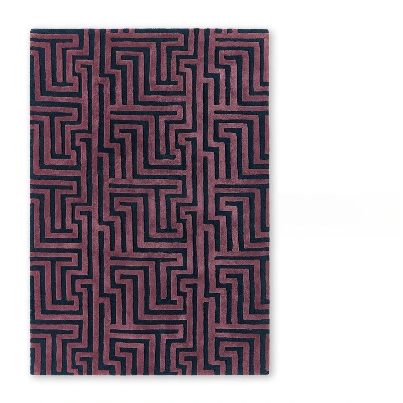 Purple retro carpet living room  pink wool geometric lines bedroom bedside blanket