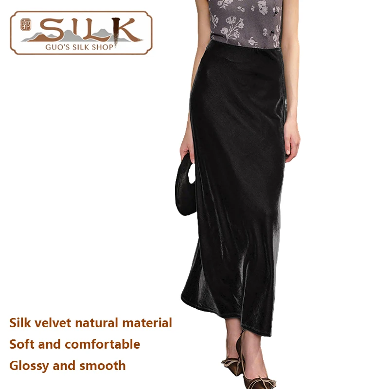

Luxury Silk Velvet Women's Half-Dress Elegant and Sophisticated Long Dress for Outdoor High-End Business and Leisure Use