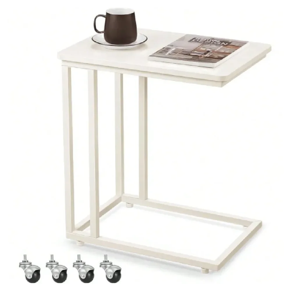 

Столик-подставка для телевизора С-образной формы с металлическим каркасом и колесиками, для кофе, ноутбука, мобильного телефона, планшета, промышленный приставной столик для гостиной