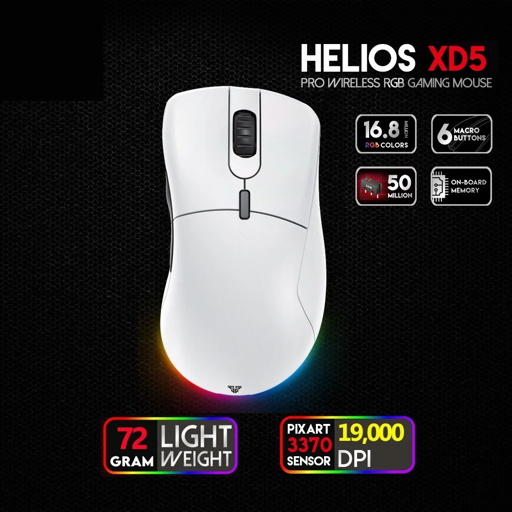 Go! XD5 Professional Gaming Mouse PIXART3370 19000DPI 1000Hz 400ips 6 Macro Buttons RGB Mice For Laptop PC LOL FPS Gamer